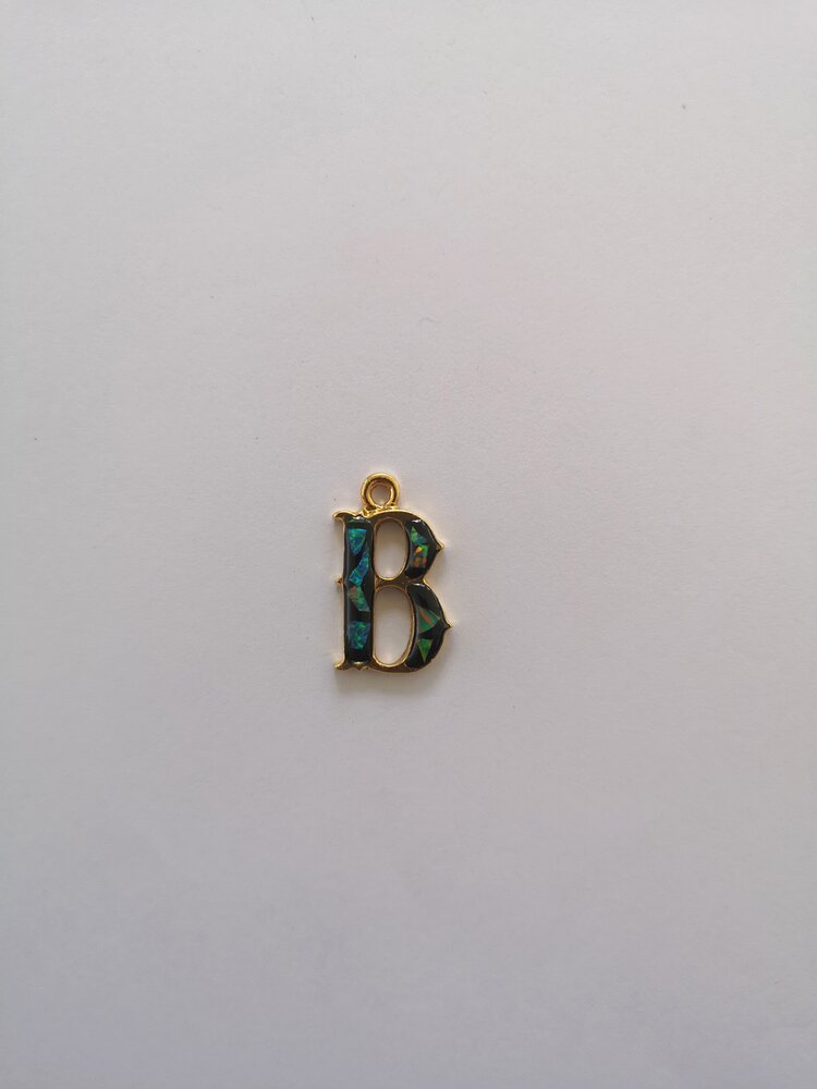 Sliced Opal Pendant - Initials