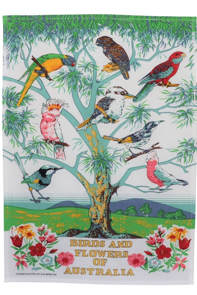 Birds & Flowers Tea Towel - Wilmot Harvey Gifts & Souvenirs