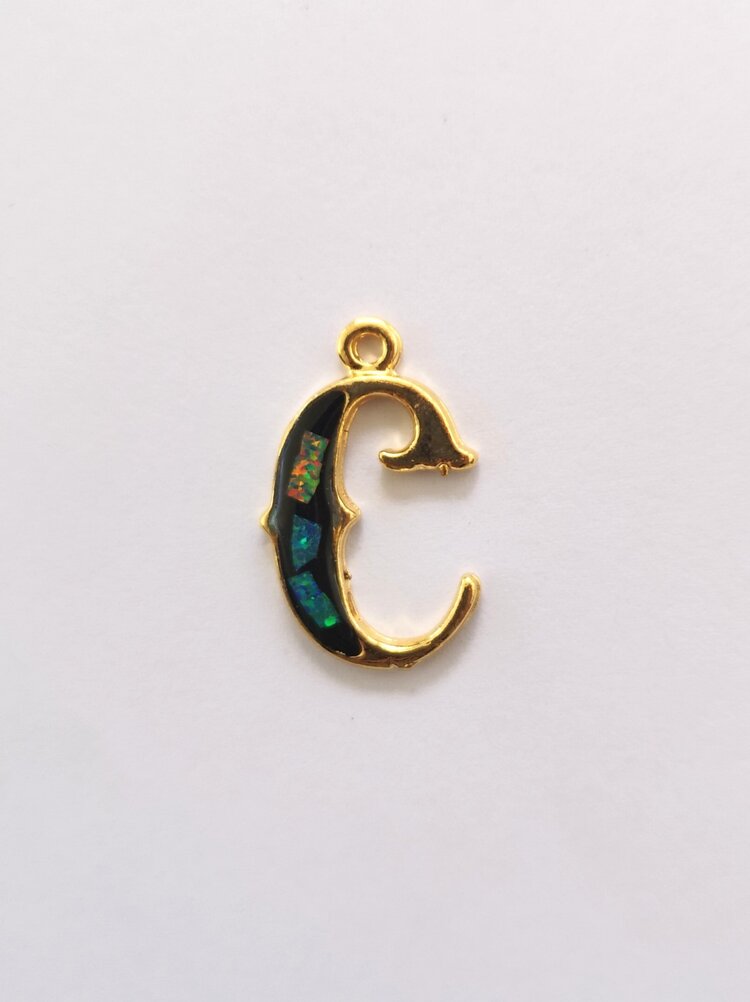 Sliced Opal Pendant - Initials