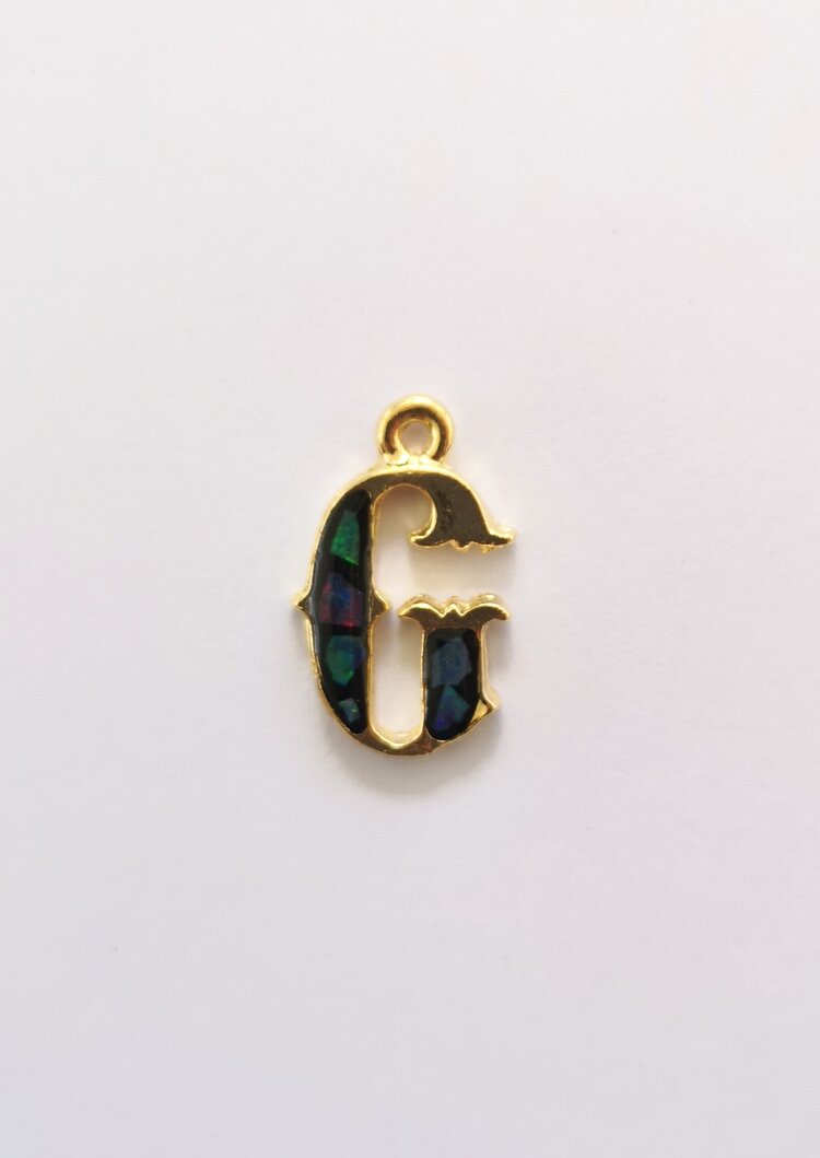 Sliced Opal Pendant - Initials