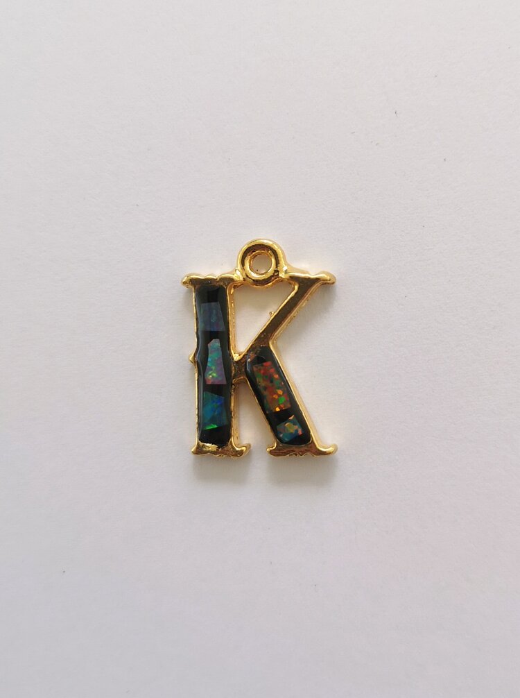 Sliced Opal Pendant - Initials