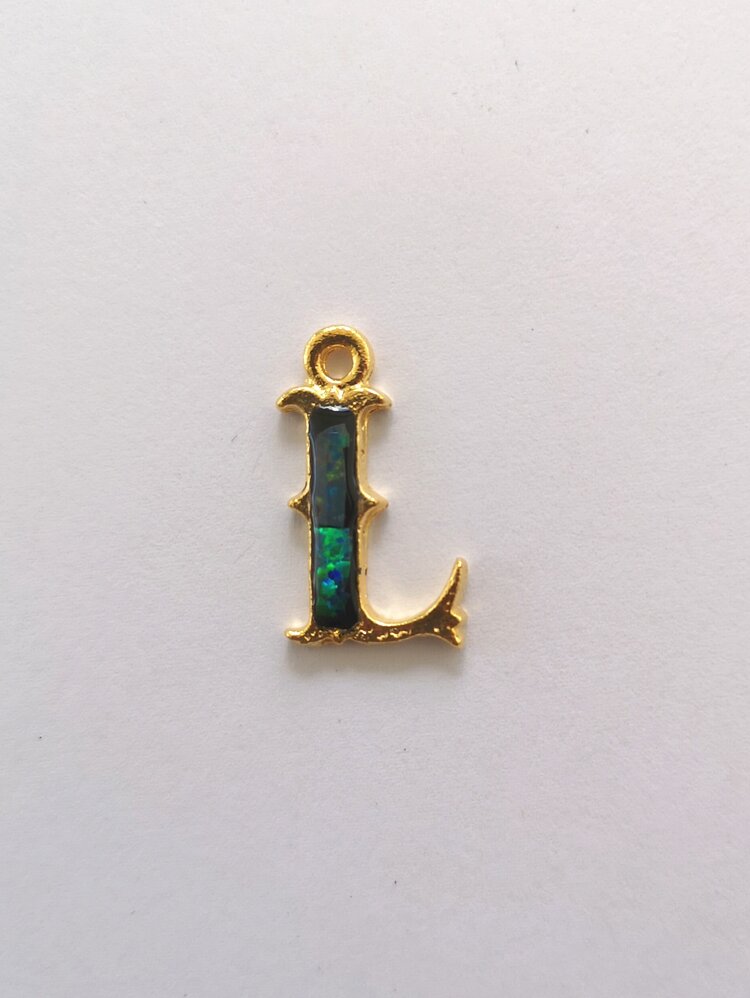 Sliced Opal Pendant - Initials