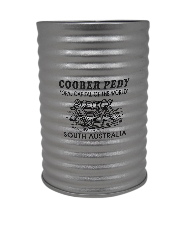 Coober Pedy Silver Corrugated Can Cooler - Wilmot Harvey Gifts & Souvenirs