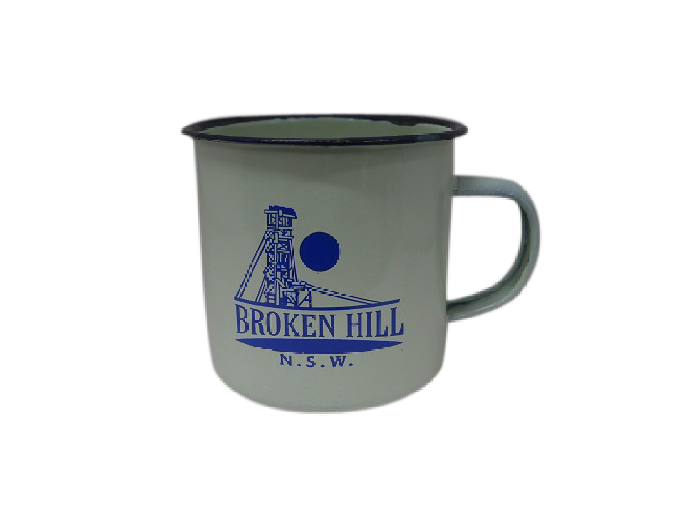 Broken Hill 8cm Enamel Mugs (3 colours) - Wilmot Harvey Gifts & Souvenirs