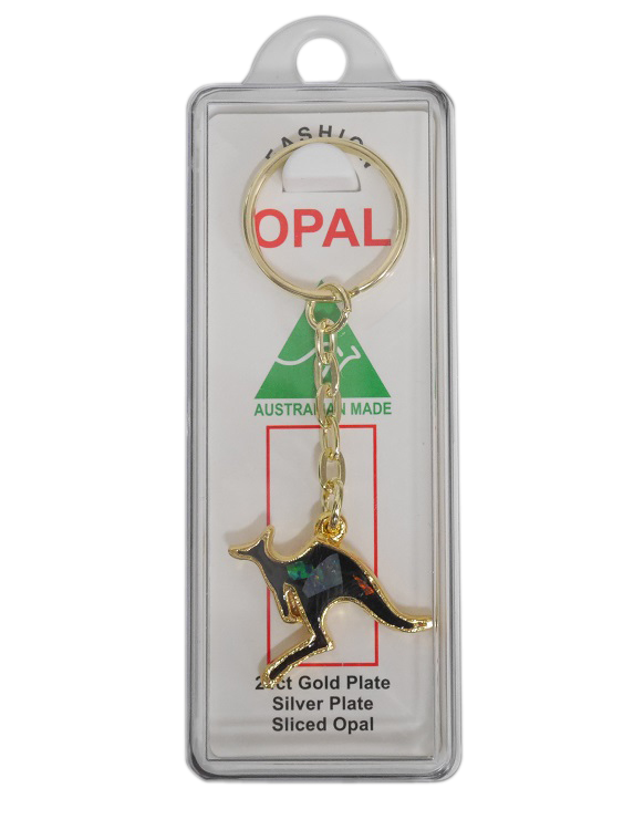 Sliced Opal Keyring - Flying Kangaroo - Wilmot Harvey Gifts & Souvenirs