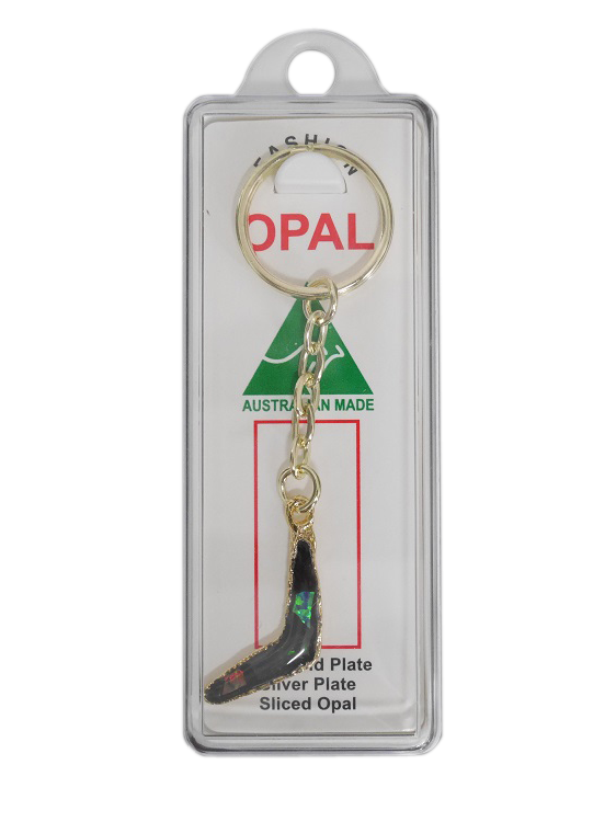 Sliced Opal Keyring - Boomerang - Wilmot Harvey Gifts & Souvenirs