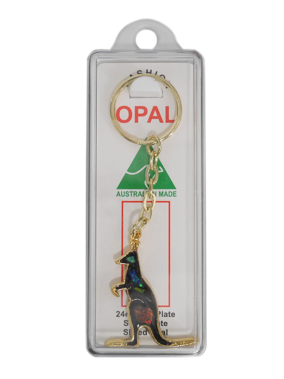 Sliced Opal Keyring - Standing Kangaroo Large - Wilmot Harvey Gifts & Souvenirs