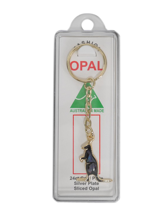 Sliced Opal Keyring - Standing Kangaroo Small - Wilmot Harvey Gifts & Souvenirs