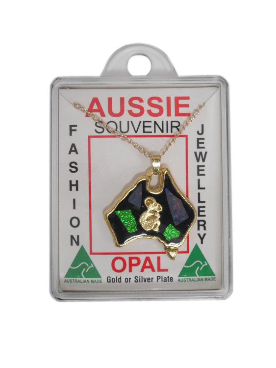 Sliced Opal Pendant - Koala Map - Wilmot Harvey Gifts & Souvenirs