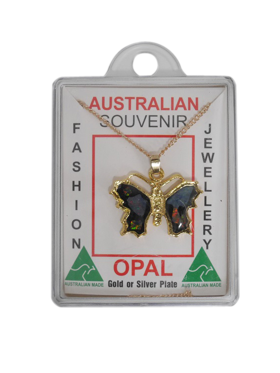 Sliced Opal Pendant - Butterfly - Wilmot Harvey Gifts & Souvenirs