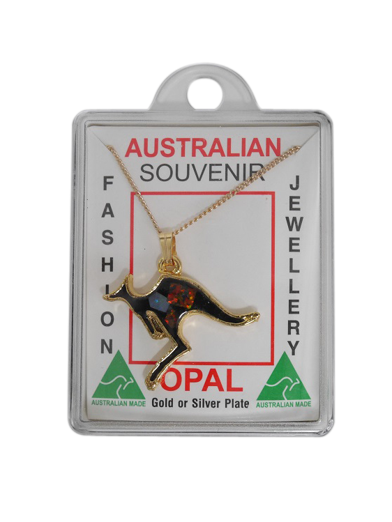 Sliced Opal Pendant - Kangaroo Flying - Wilmot Harvey Gifts & Souvenirs