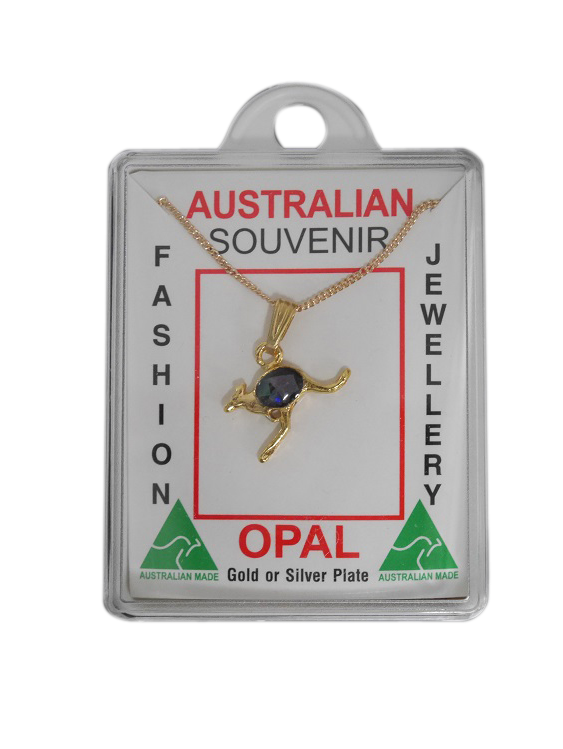 Sliced Opal Pendant - Gilt Kangaroo - Wilmot Harvey Gifts & Souvenirs
