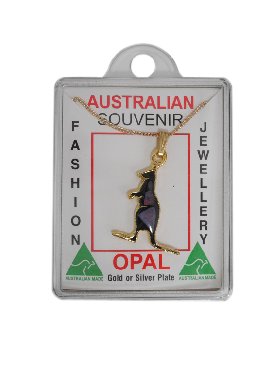 Sliced Opal Pendant - Kangaroo Standing Small - Wilmot Harvey Gifts & Souvenirs