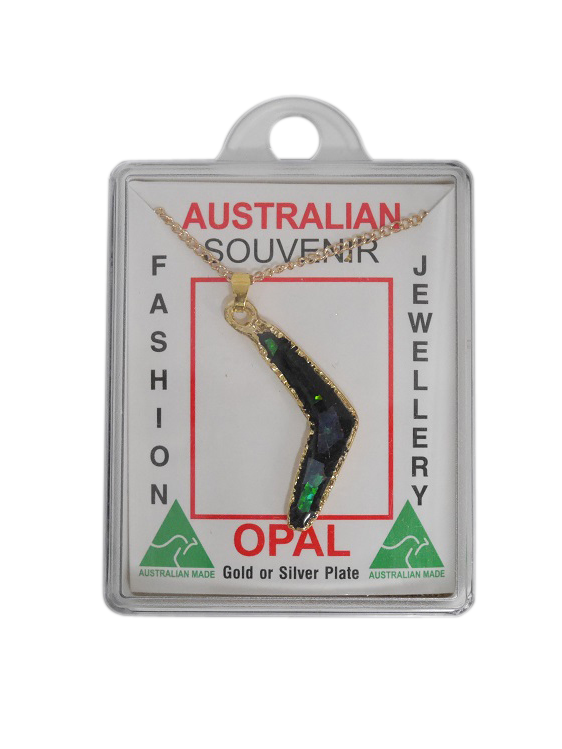 Sliced Opal Pendant - Boomerang - Wilmot Harvey Gifts & Souvenirs