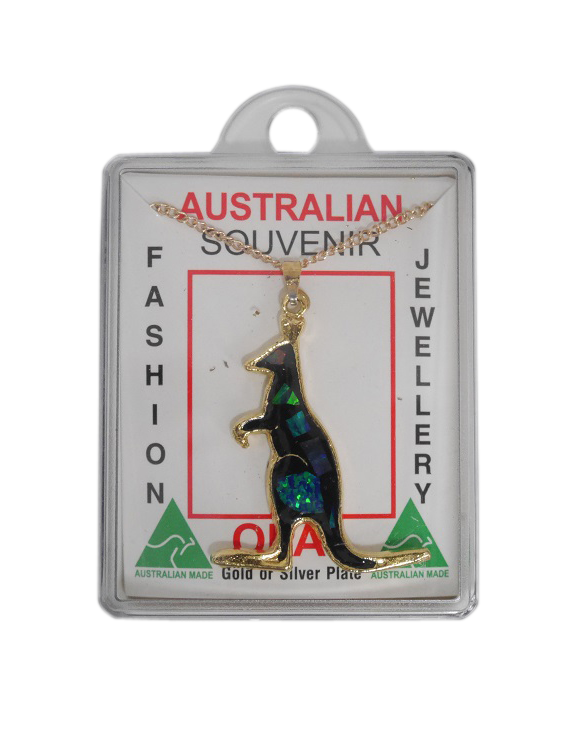 Sliced Opal Pendant - Kangaroo Standing Large - Wilmot Harvey Gifts & Souvenirs