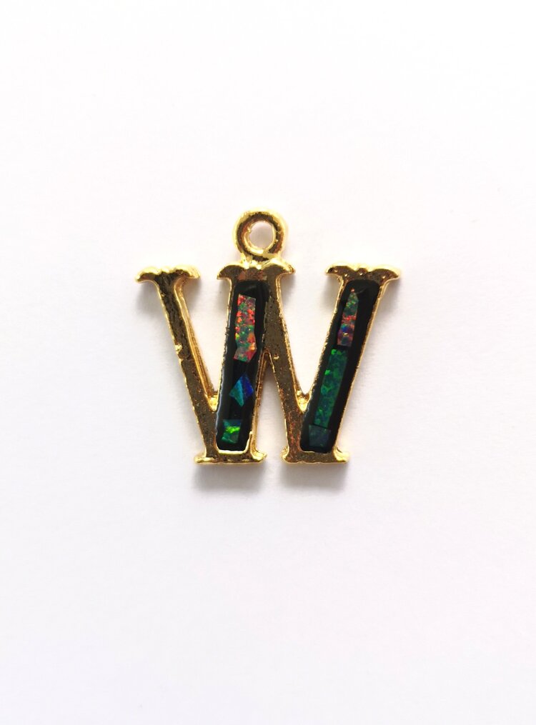 Sliced Opal Pendant - Initials