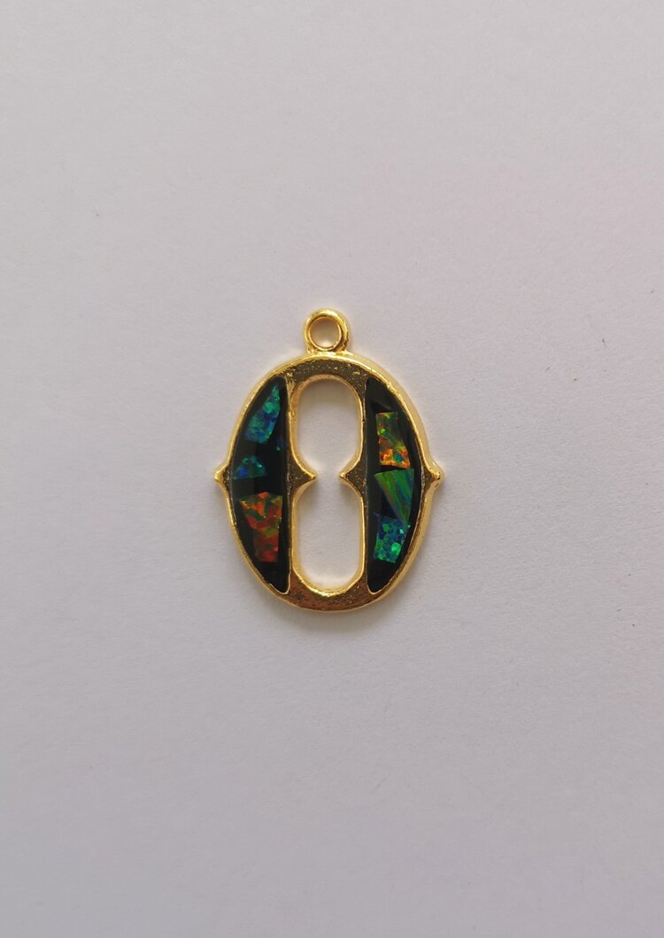 Sliced Opal Pendant - Initials