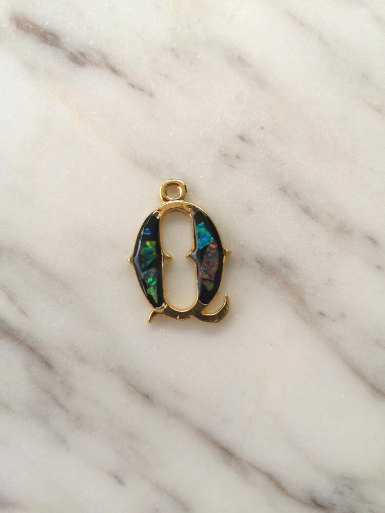 Sliced Opal Pendant - Initials