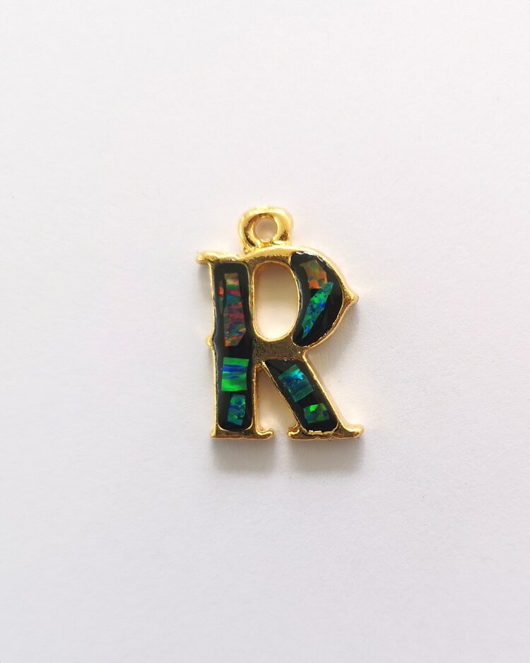 Sliced Opal Pendant - Initials