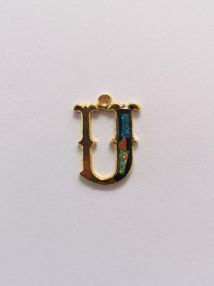 Sliced Opal Pendant - Initials