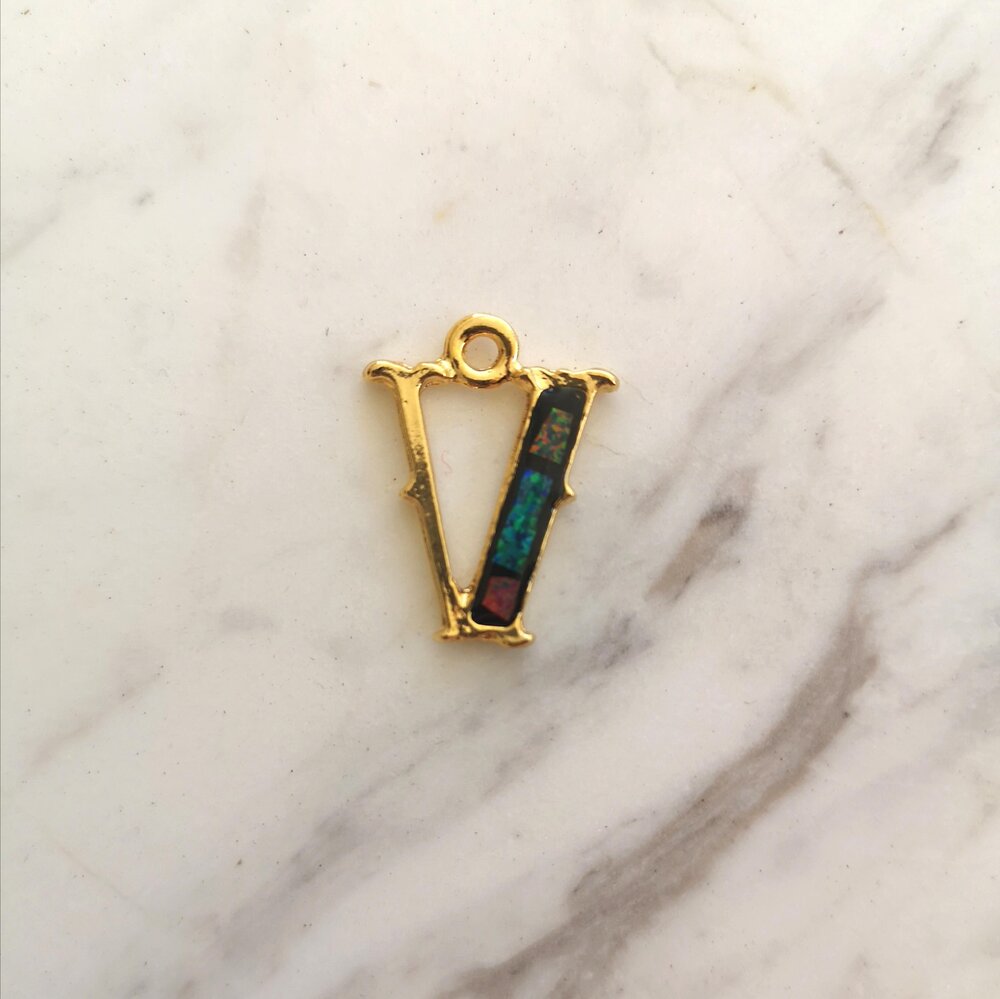 Sliced Opal Pendant - Initials