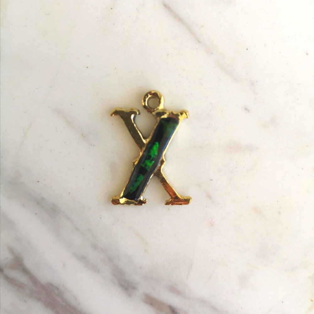 Sliced Opal Pendant - Initials
