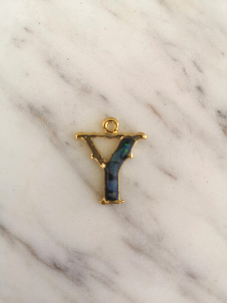 Sliced Opal Pendant - Initials